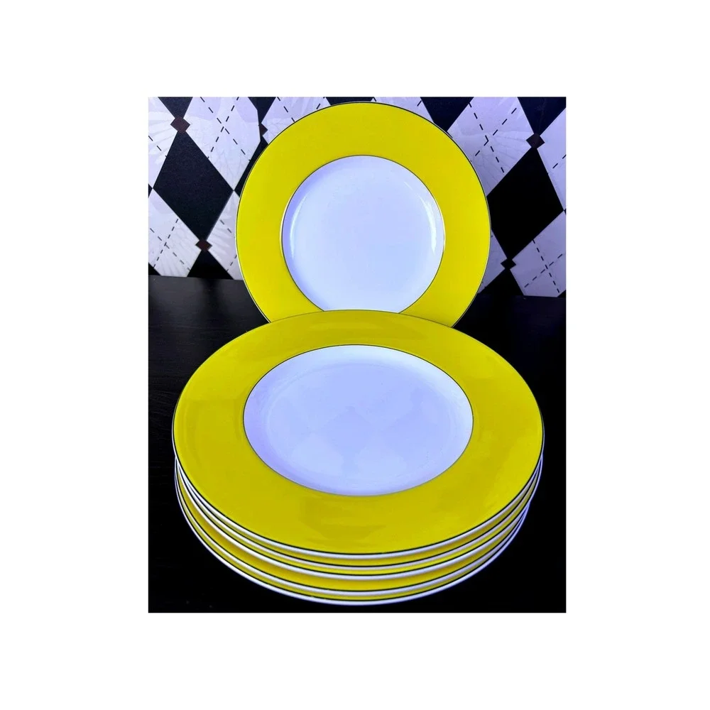 Set of 6 Kate Spade x Lenox Yellow Rutherford Circle Plates 9.5